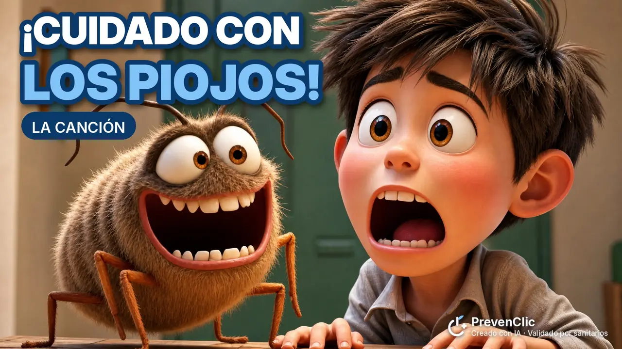 Vídeo musical animado de PrevenClic sobre cómo prevenir y detectar los piojos, validado por la pediatra Sara Bragado López